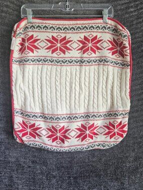 Storehouse Nordic Cable Sweater Knit Zip Decor Pillow Cover Red Ivory 18x18